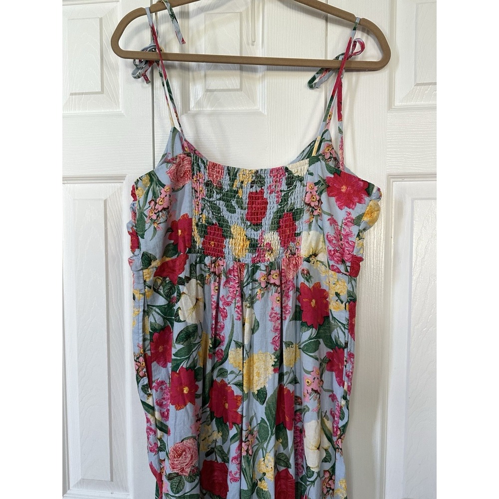 Old Navy Jumpsuit  L Linen Blend Floral sleeveless Tie Wide Leg boho beach Airy - Picture 7 of 8